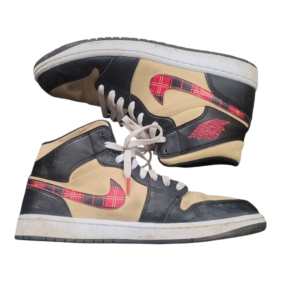 Nike Air Jordan 1 mid se tartan Swoosh basketball shoes athletic sneakers 10 - Picture 7 of 8